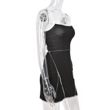 Women's Spring Summer Tie Low Back Sleeveless Halter Neck Bodycon Dress