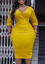 Women's V Neck Chic Bodycon OL Career Africa Plus Size Dress Women's V Neck Chic Bodycon OL Career Africa Plus Size Dress