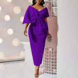 Party Dress Women's Sexy Big Bow Slit Gown Bodycon Dress
