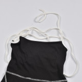 Women's Spring Summer Tie Low Back Sleeveless Halter Neck Bodycon Dress