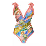 Sexy One Piece Hot Spring Swimsuit Female Chiffon Beach Skirt Two Piece Set