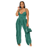 Women's clothing set tassels two-piece pants set