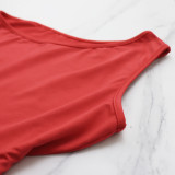 Casual Solid One Shoulder Slim Waist Wide Leg Bell Bottom Women's Jumpsuit