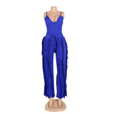 Women's clothing set tassels two-piece pants set