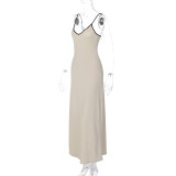 Women's summer Chic sexy V-neck Maxi Strap Dress