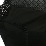 women's solid mesh Beaded suspender pants two-piece set