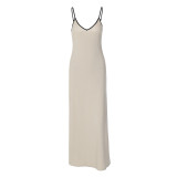 Women's summer Chic sexy V-neck Maxi Strap Dress