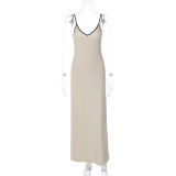 Women's summer Chic sexy V-neck Maxi Strap Dress