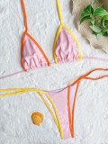 Bikini Patchwork Lace Up Swimwear
