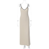 Women's summer Chic sexy V-neck Maxi Strap Dress