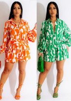 Summer Women Casual Loose Long Sleeve Top and Shorts Two Piece Set Summer Women Casual Loose Long Sleeve Top and Shorts Two Piece Set