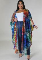 Plus Size Women Chiffon Print Casual Robe Plus Size Women Chiffon Print Casual Robe