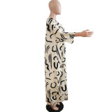 Women'S Spring Summer Letter Print V-Neck Long-Sleeve Top Suit For Women