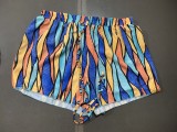 women's colorful printed shirt collar shorts set