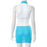 Summer Women Halter Neck Tank Top and Skirt Two Piece Set