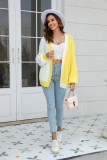 Plus Size Women Loose Patchwork Colorblock Knitting Cardigan Sweater