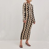 spring and autumn slim fashion printed dress