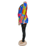 Women's Fashion Printed Long Sleeve Casual Blazer