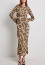 spring and autumn slim fashion printed dress spring and autumn slim fashion printed dress