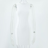 Summer Ladies Round Neck Sleeveless Solid Color Fashion Slim Bodycon Dress