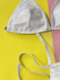 Two Pieces Swimsuit Women's Glitter Fabric Sexy One-Piece Bikini Swimwear