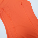 Summer Ladies Round Neck Sleeveless Solid Color Fashion Slim Bodycon Dress