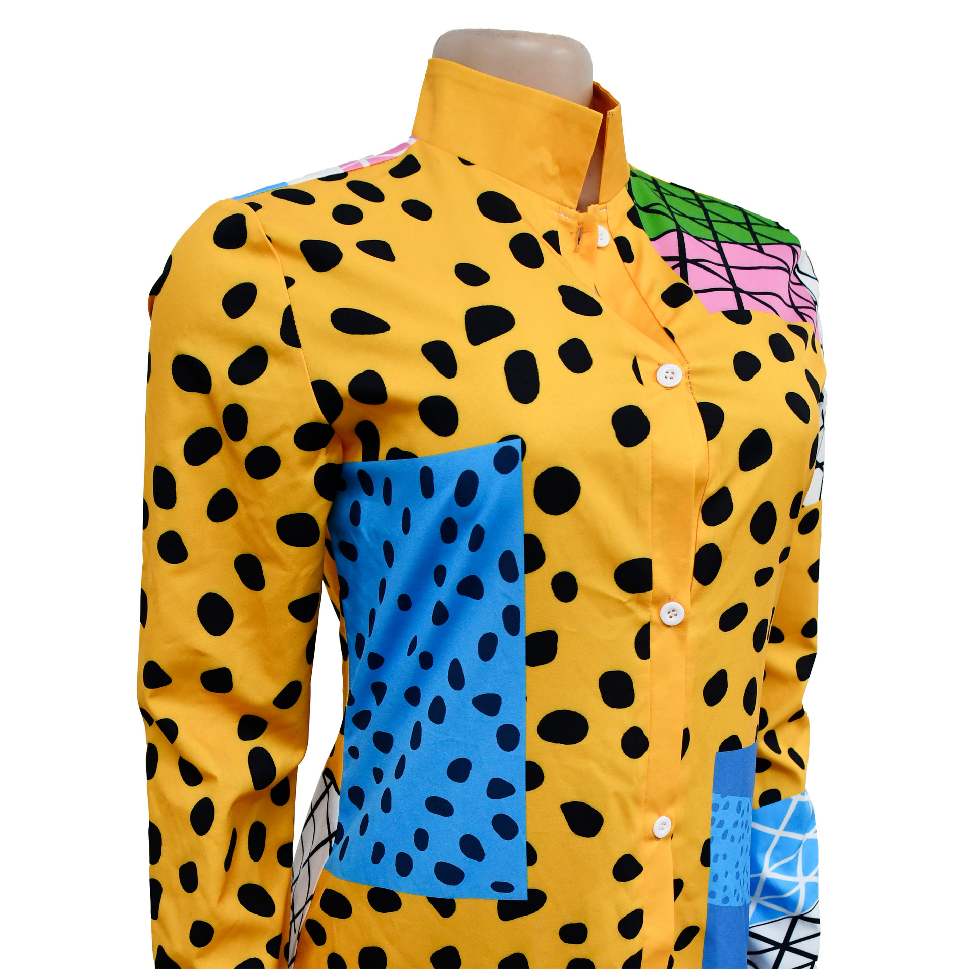 Printed Long-Sleeve Button-Up Maxi Dress for Everyday Wear