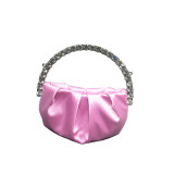 women's rhinestone clutch bag diamond pleated mini evening bag Messenger small bag