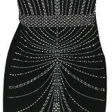 Fashion Ladies Solid Color Camisole Sleeveless Beaded Low Back Maxi Dress