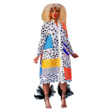 Fashion Ladies Printed Long Sleeve Button Up Maxi Dress