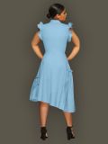 Trendy Shirt Collar Irregular Ruffle Edge Swing Dress