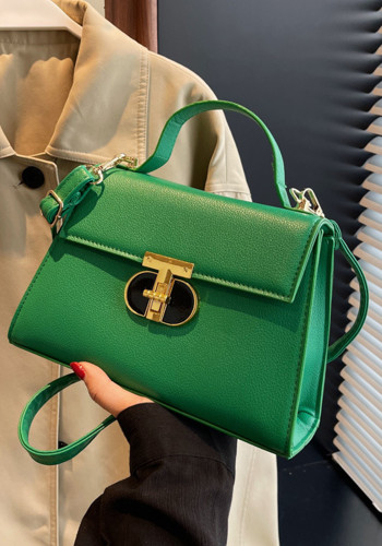 women's lock shoulder Messenger bag solid color small bag