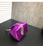 Women's Dinner Bag Flash Diamond Tassel Drawstring Satin Handheld Mini Bucket Bag Chain Messenger Bag