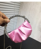 women's rhinestone clutch bag diamond pleated mini evening bag Messenger small bag