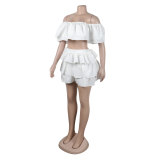 Women Sexy Ruffle Top and Shorts Two-Piece Set
