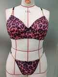 sexy leopard print 2 piece plus size bra set