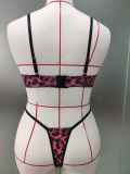 sexy leopard print 2 piece plus size bra set