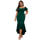 Plus Size Women's Party Evening Dress Off Shoulder Slim Sexy Fishtail Swing Dress