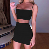 Sexy Camisole Ruched Bodycon Skirt Two-Piece Set For Women