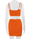 Sexy Camisole Ruched Bodycon Skirt Two-Piece Set For Women