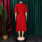Women's Summer Chic Elegant Solid Plus Size Dress