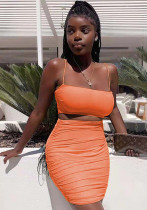 Sexy Camisole Ruched Bodycon Skirt Two-Piece Set For Women Sexy Camisole Ruched Bodycon Skirt Two-Piece Set For Women