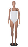 Women's Solid Color U-Neck Sleeveless Tight Fitting Bodysuit