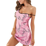 Summer Sling Nightdress Sexy Low Back Pajamas Women Breathable Printed Sling Dress