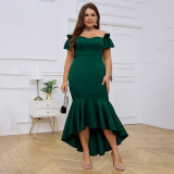 Plus Size Women's Party Evening Dress Off Shoulder Slim Sexy Fishtail Swing Dress