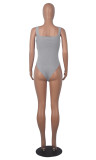 Women's Solid Color U-Neck Sleeveless Tight Fitting Bodysuit