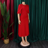 Women's Summer Chic Elegant Solid Plus Size Dress