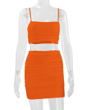Sexy Camisole Ruched Bodycon Skirt Two-Piece Set For Women