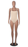 Women's Solid Color U-Neck Sleeveless Tight Fitting Bodysuit