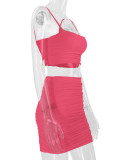 Sexy Camisole Ruched Bodycon Skirt Two-Piece Set For Women